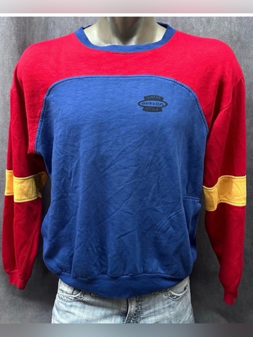 Vintage colorblock Dunlop sweatshirt w/ pockets